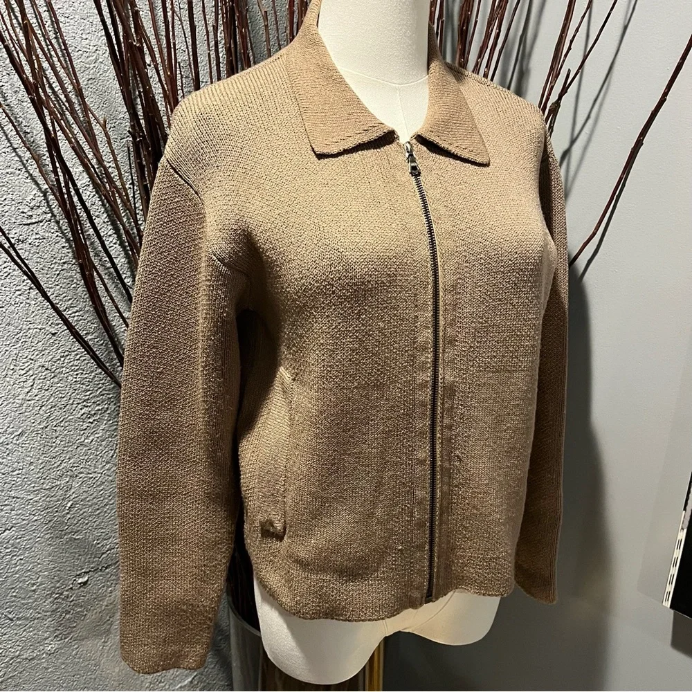 🌸VINTAGE MARGARET O’LEARY BEIGE WOOL BLEND ZIP CARDIGAN SIZE XS/S🌸